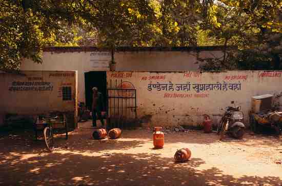 Rural scene with gas cylinders outside